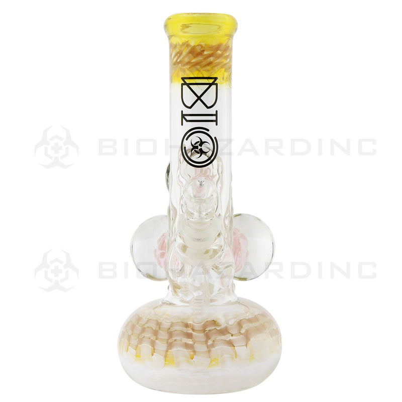 BIO Glass Illuminati | 9" Three Flower Marbles Bubble Water Pipe | Pink