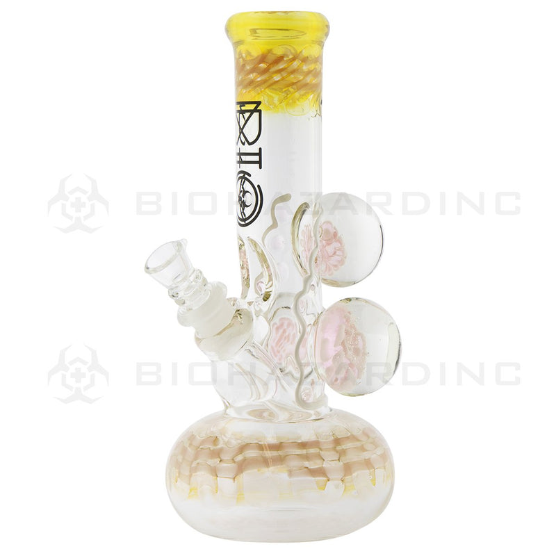 BIO Glass Illuminati | 9" Three Flower Marbles Bubble Water Pipe | Pink