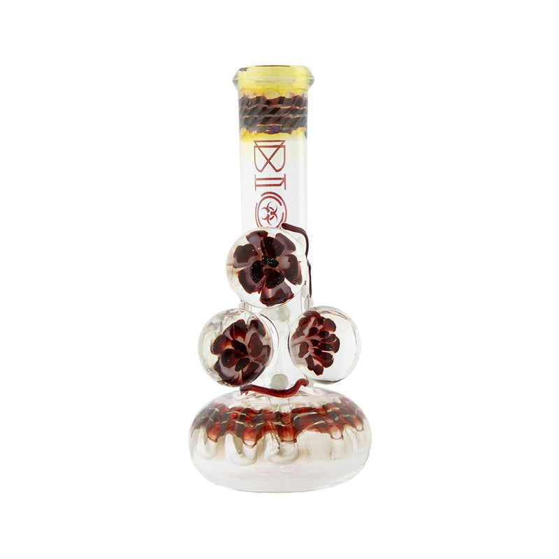 BIO Glass Illuminati | 9" Three Flower Marbles Bubble Water Pipe | Red