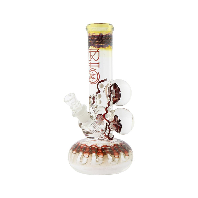 BIO Glass Illuminati | 9" Three Flower Marbles Bubble Water Pipe | Red