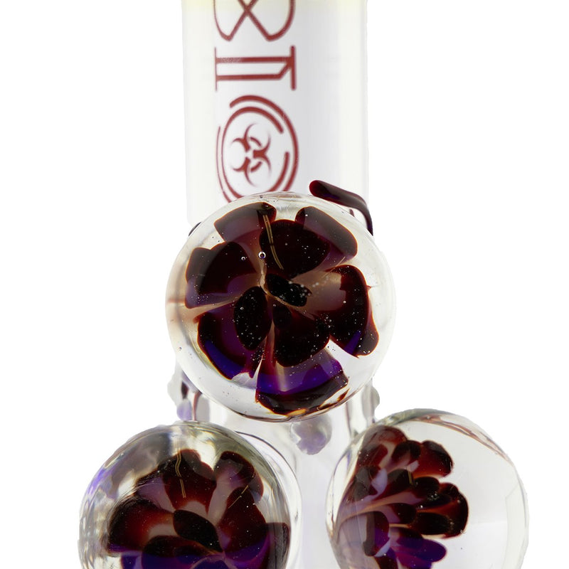 BIO Glass Illuminati | 9" Three Flower Marbles Bubble Water Pipe | Red