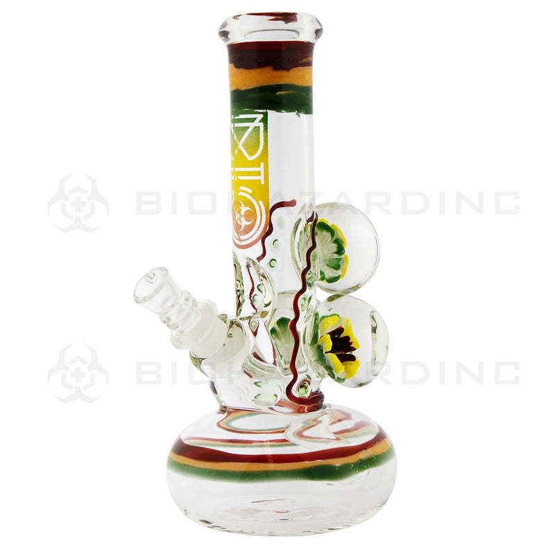 BIO Glass Illuminati | 9" Three Flower Marbles Bubble Water Pipe | Rasta