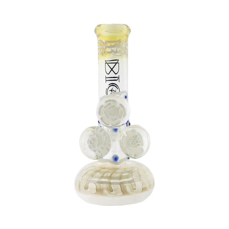 BIO Glass Illuminati | 9" Three Flower Marbles Bubble Water Pipe | White