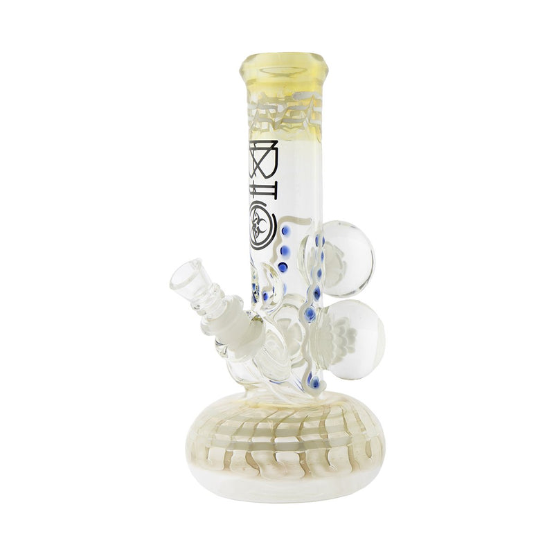 BIO Glass Illuminati | 9" Three Flower Marbles Bubble Water Pipe | White