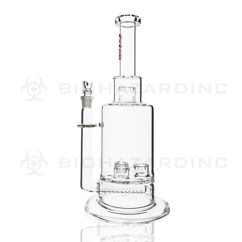 BIO Glass Stemless | 16" 38mm x 5mm Triple Updome Inline Perc Water Pipe | Red