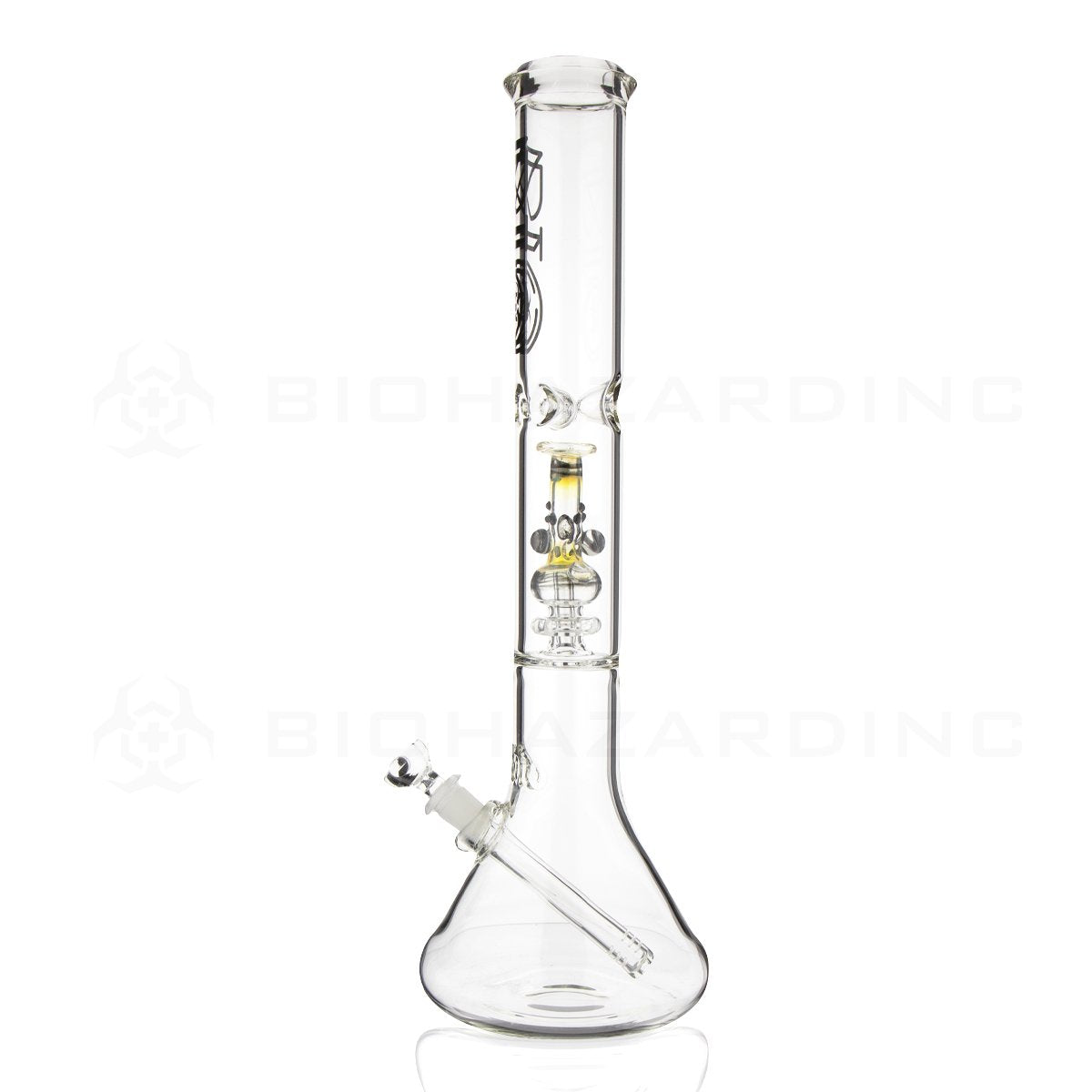 BIO Glass Beaker | 17" 50mm x 5mm Replica Mini Pipe Showerhead Perc Water Pipe | Black