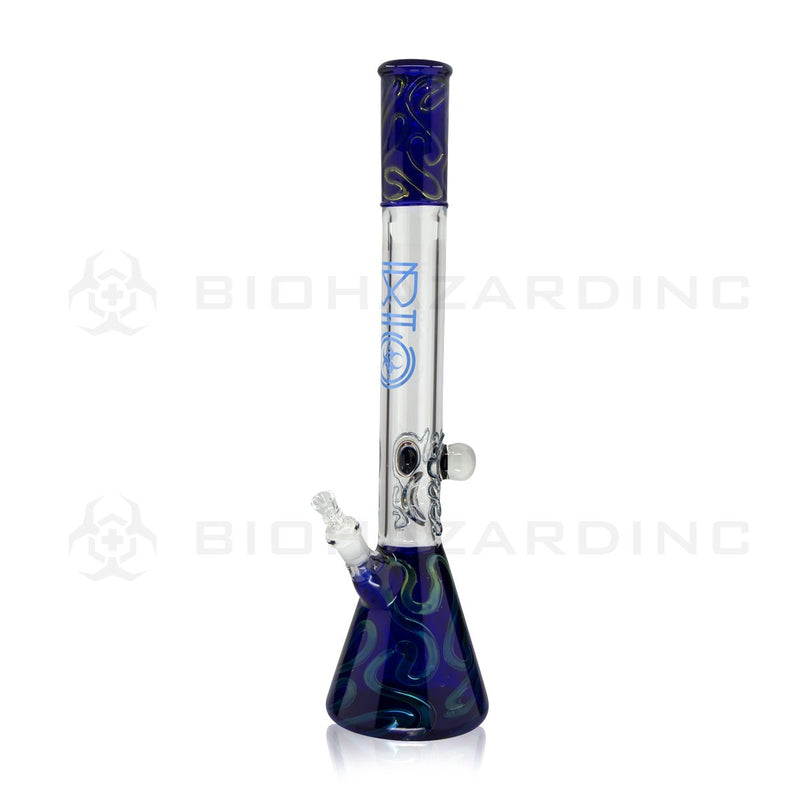 BIO Glass Beaker | 20" 42mm x 9mm Flower Marble Fumed Water Pipe | Blue & Green