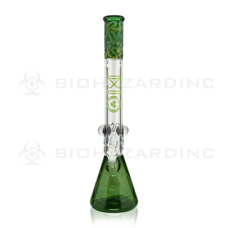 BIO Glass Beaker | 20" 42mm x 9mm Flower Marble Fumed Water Pipe | Green & Gold