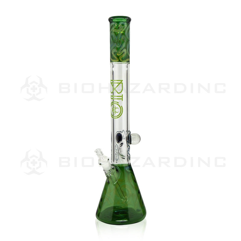 BIO Glass Beaker | 20" 42mm x 9mm Flower Marble Fumed Water Pipe | Green & Gold