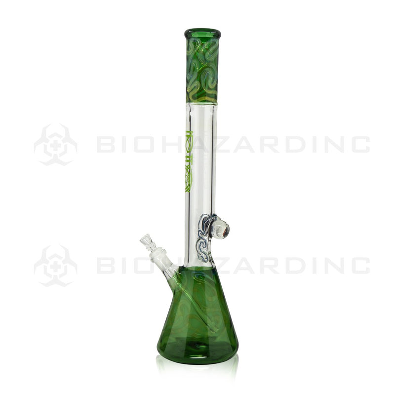 BIO Glass Beaker | 20" 42mm x 9mm Flower Marble Fumed Water Pipe | Green & Gold