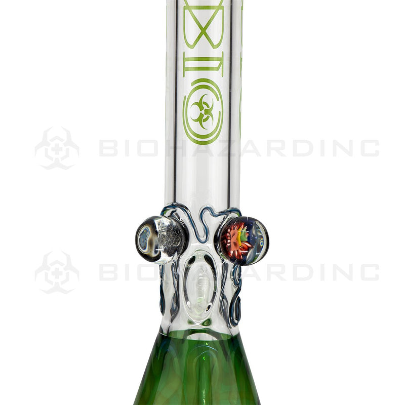 BIO Glass Beaker | 20" 42mm x 9mm Flower Marble Fumed Water Pipe | Green & Gold