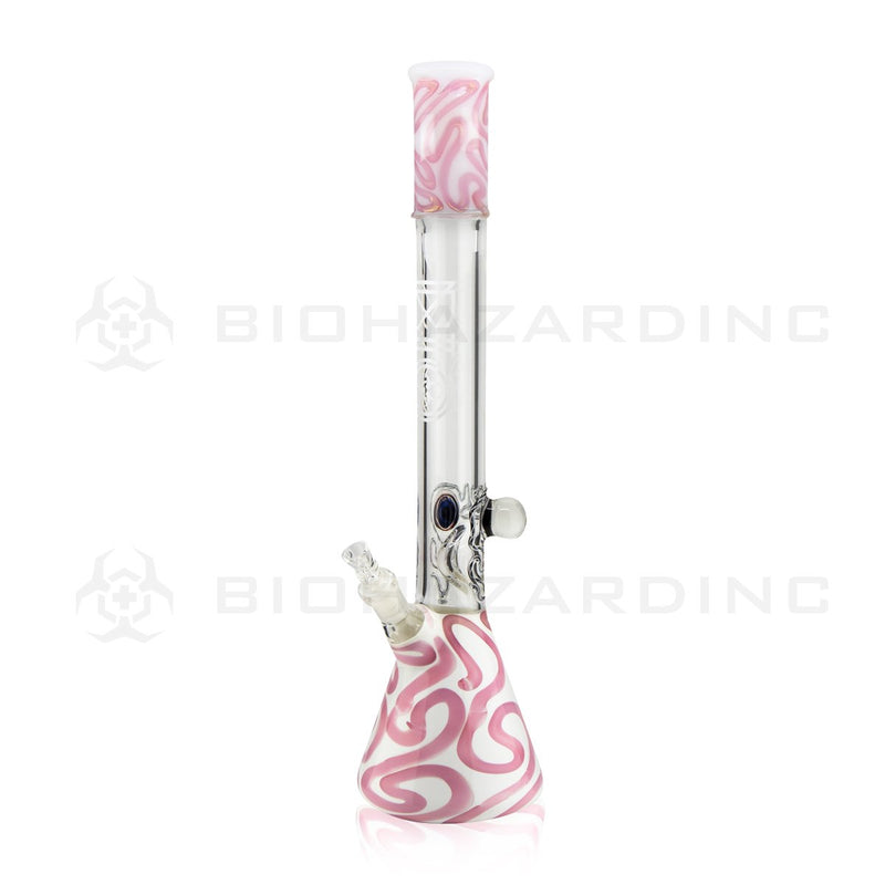 BIO Glass Beaker | 20" 42mm x 9mm Flower Marble Fumed Water Pipe | Pink & White