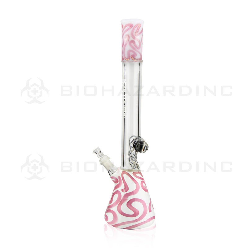 BIO Glass Beaker | 20" 42mm x 9mm Flower Marble Fumed Water Pipe | Pink & White