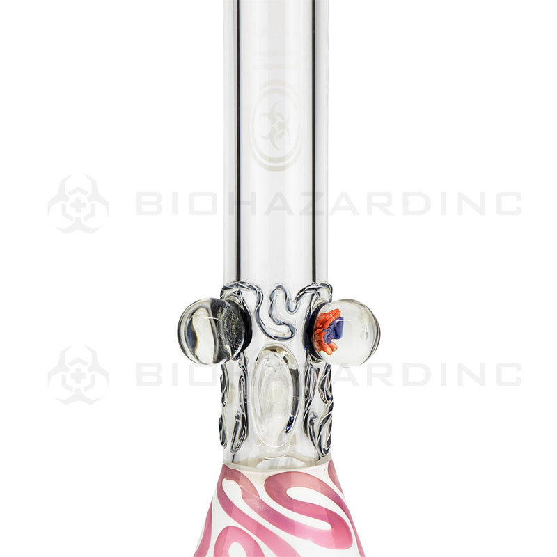 BIO Glass Beaker | 20" 42mm x 9mm Flower Marble Fumed Water Pipe | Pink & White