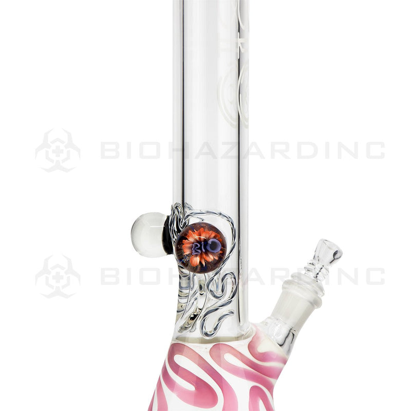 BIO Glass Beaker | 20" 42mm x 9mm Flower Marble Fumed Water Pipe | Pink & White