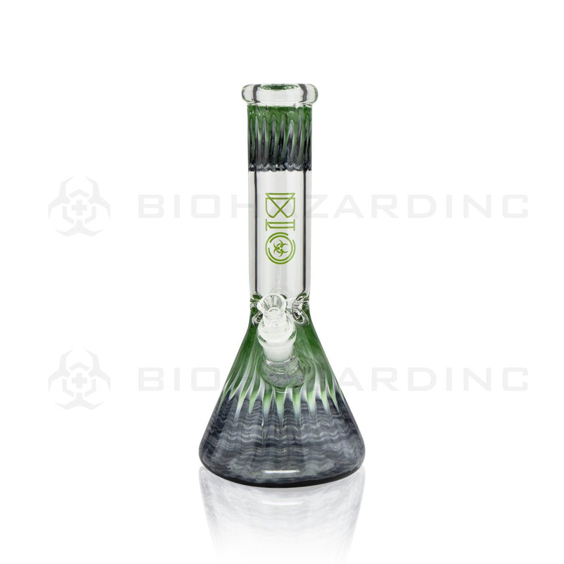 BIO Glass Beaker | 12" 50mm x 7mm Ripple Water Pipe | Black & Green