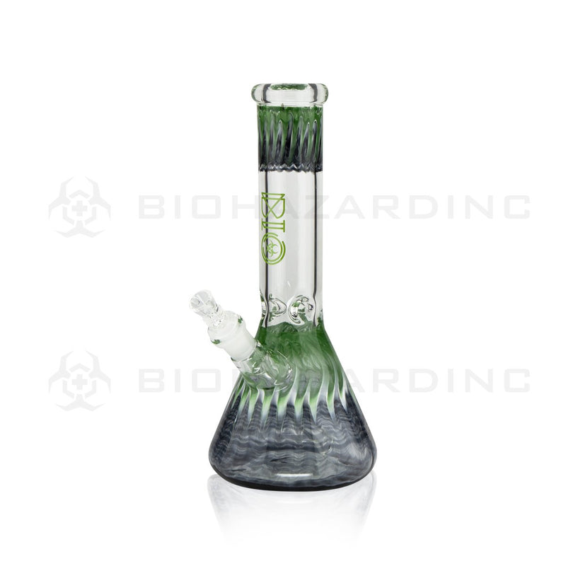 BIO Glass Beaker | 12" 50mm x 7mm Ripple Water Pipe | Black & Green