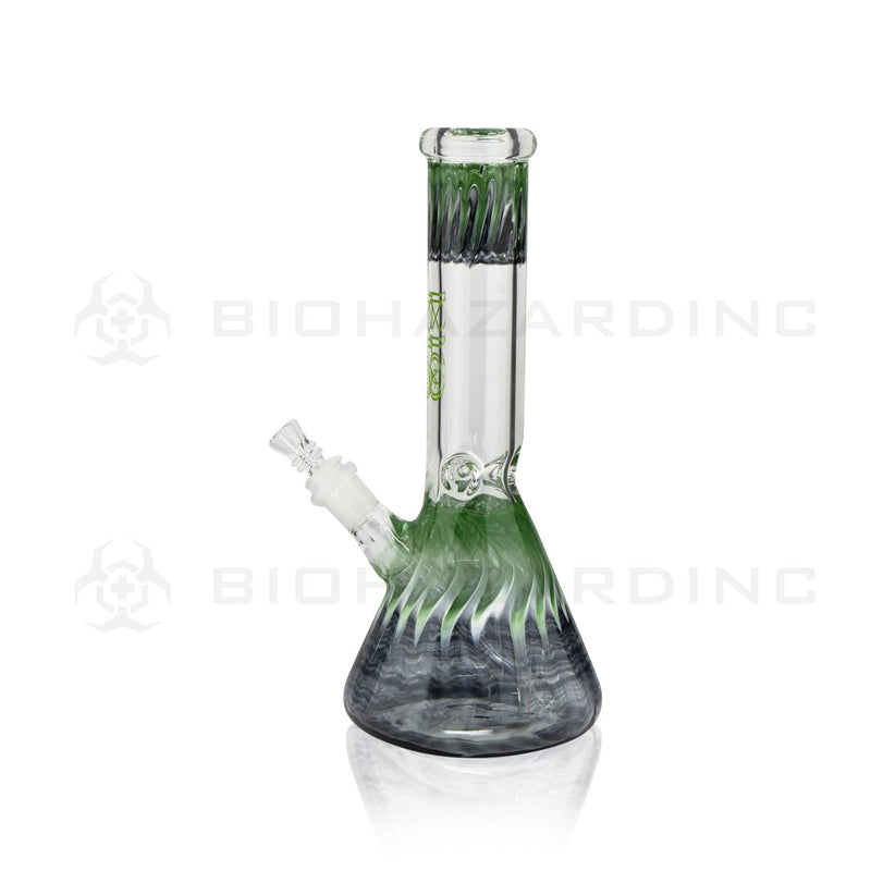 BIO Glass Beaker | 12" 50mm x 7mm Ripple Water Pipe | Black & Green