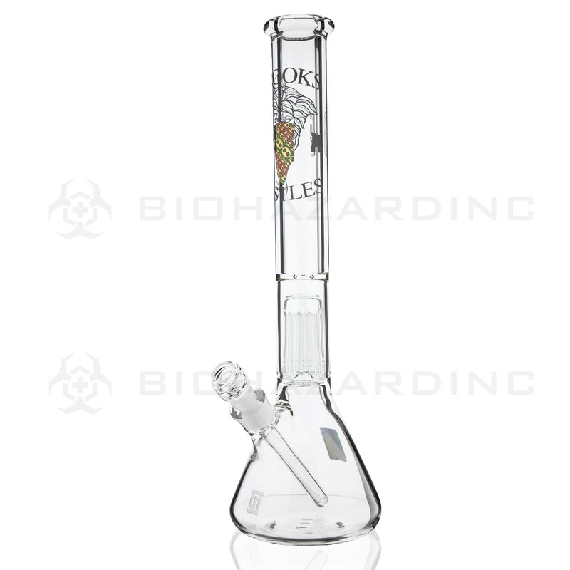 PURE Glass X Crooks & Castles | 18" 50mm x 9mm Heavy Beaker Water Pipe | Clear with Crooks & Castles Logo