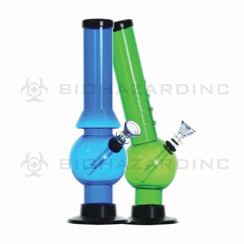 Biohazard Inc Acrylic Bong Acrylic Water Pipe 10" x 1.5" w/ Glass Pull Bowl Slide