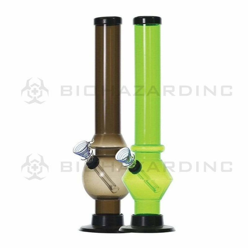 Biohazard Inc Acrylic Bong Acrylic Water Pipe 12" x 1.5" w/ Glass Pull Bowl Slide