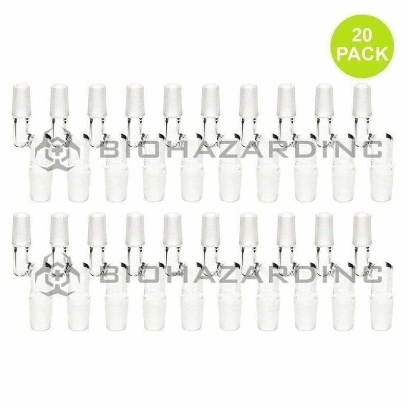 Biohazard Inc Glass Bong Adapter Adapter - Bent 19mm/14mm Male - 20 Count