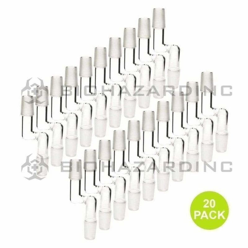 Biohazard Inc Glass Bong Adapter Adapter - Bent 19mm/19mm Male - 20 Count