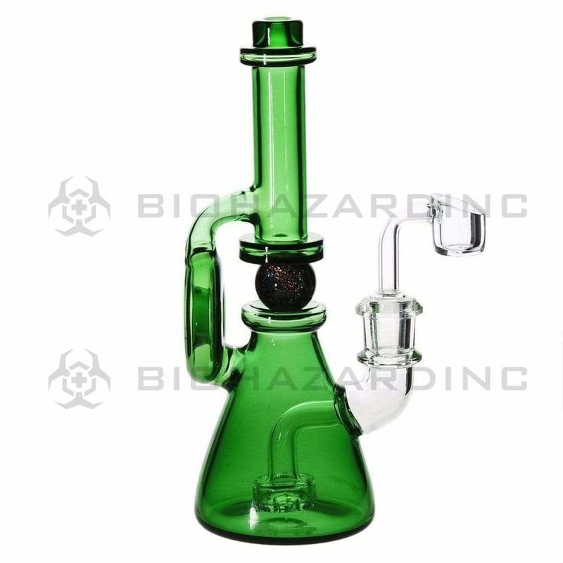 Biohazard Inc Glass Dab Rig Ball Spindle Banger Hanger Beaker w/ Banger - Green