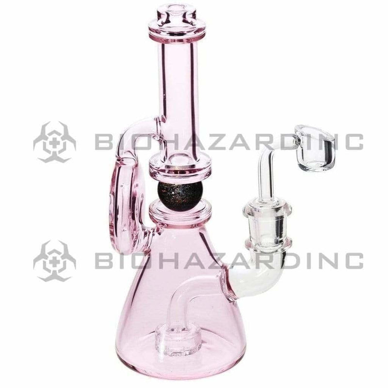 Biohazard Inc Glass Dab Rig Ball Spindle Banger Hanger Beaker w/ Banger - Pink