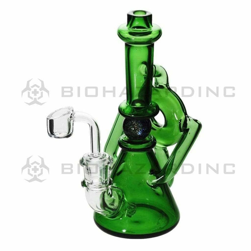 Biohazard Inc Glass Dab Rig Ball Spindle Recycler Banger Hanger Beaker w/ Banger - Green