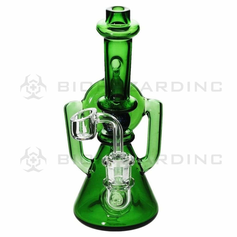 Biohazard Inc Glass Dab Rig Ball Spindle Recycler Banger Hanger Beaker w/ Banger - Green