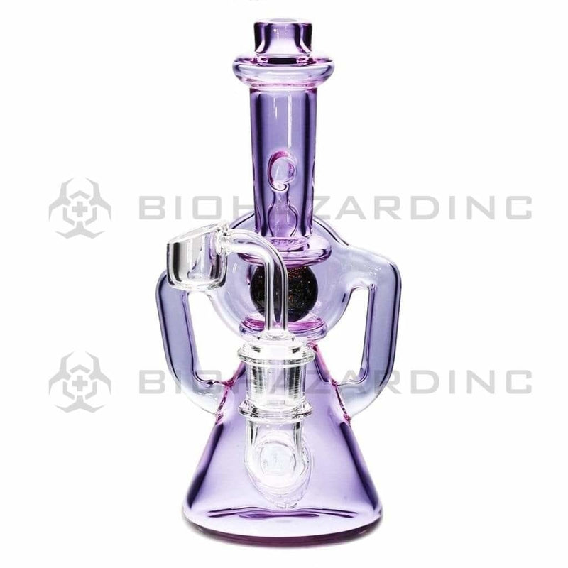 Biohazard Inc Glass Dab Rig Ball Spindle Recycler Banger Hanger Beaker w/ Banger - Light Purple