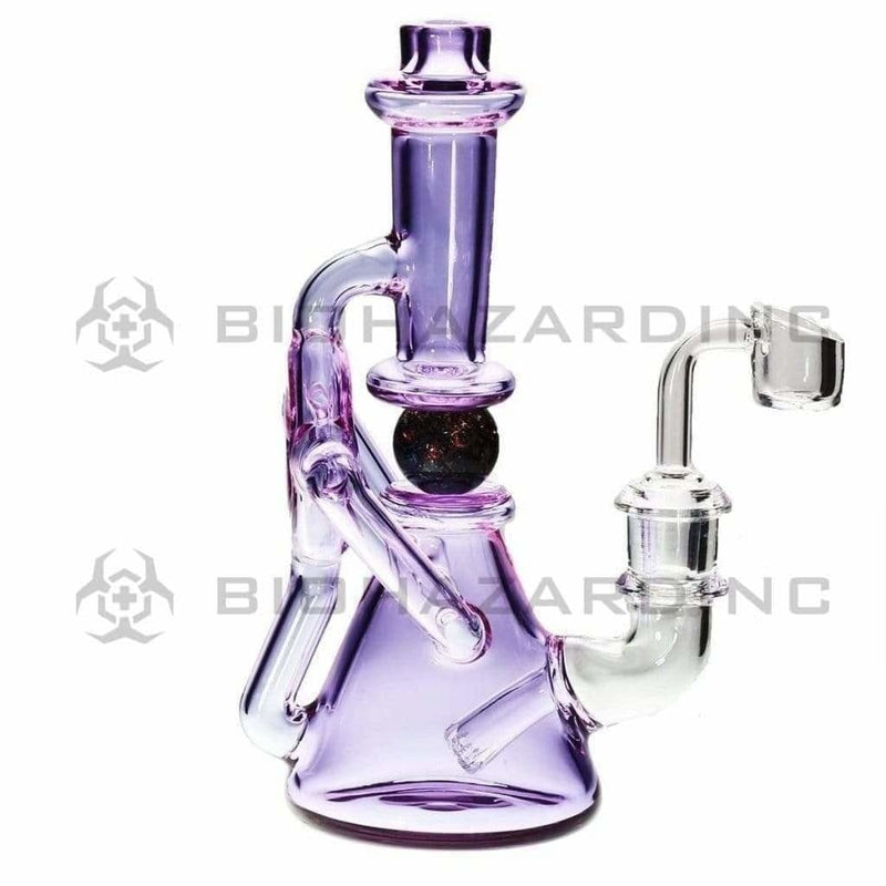 Biohazard Inc Glass Dab Rig Ball Spindle Recycler Banger Hanger Beaker w/ Banger - Light Purple