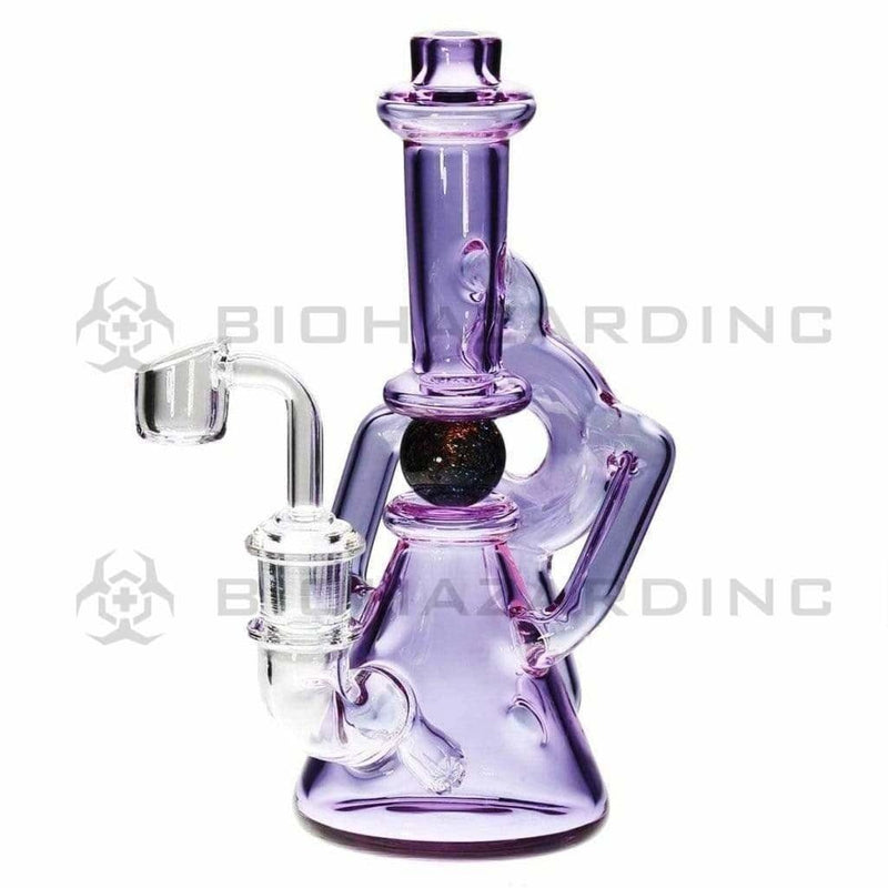 Biohazard Inc Glass Dab Rig Ball Spindle Recycler Banger Hanger Beaker w/ Banger - Light Purple