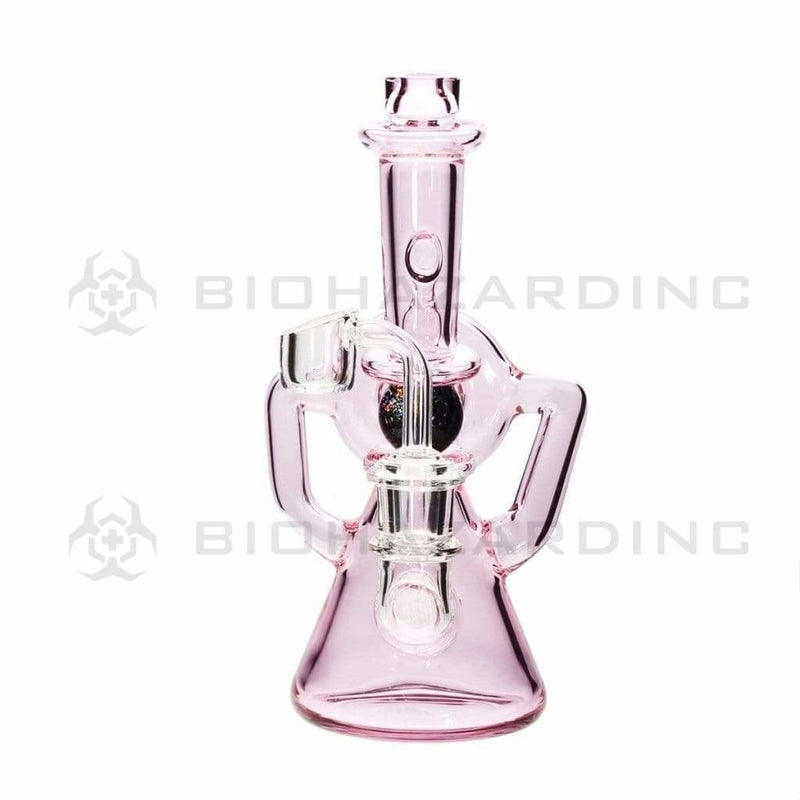 Biohazard Inc Glass Dab Rig Ball Spindle Recycler Banger Hanger Beaker w/ Banger - Pink