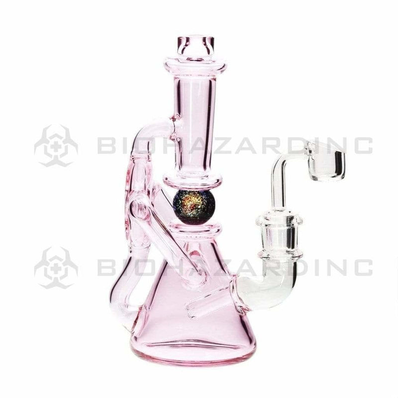 Biohazard Inc Glass Dab Rig Ball Spindle Recycler Banger Hanger Beaker w/ Banger - Pink