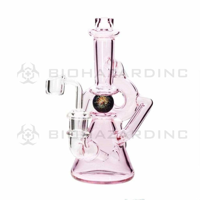 Biohazard Inc Glass Dab Rig Ball Spindle Recycler Banger Hanger Beaker w/ Banger - Pink