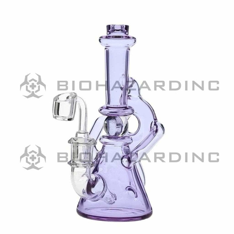 Biohazard Inc Glass Dab Rig Ball Spindle Recycler Banger Hanger Beaker w/ Banger - Purple