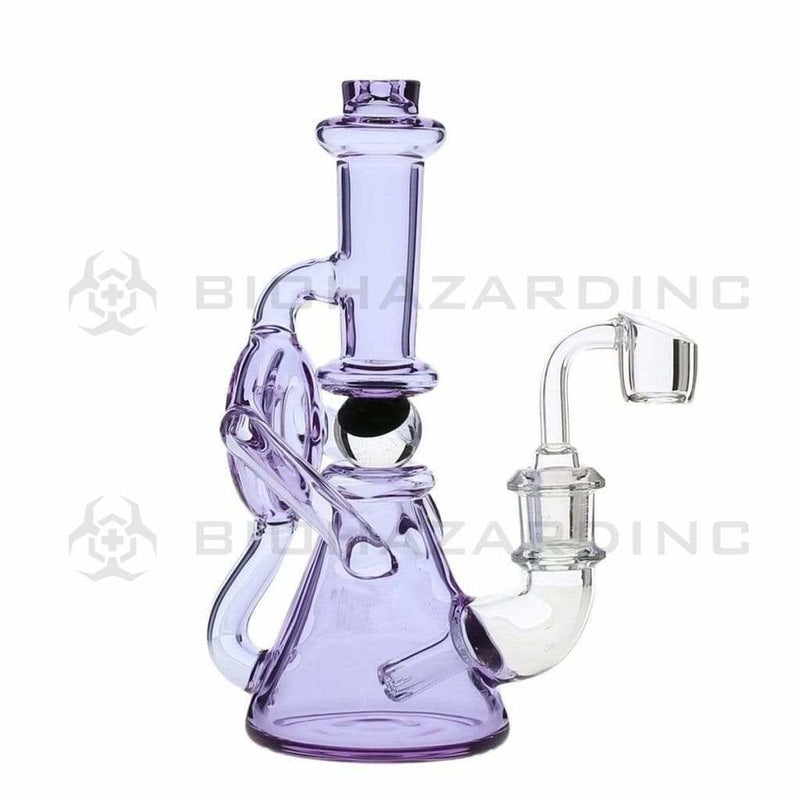 Biohazard Inc Glass Dab Rig Ball Spindle Recycler Banger Hanger Beaker w/ Banger - Purple