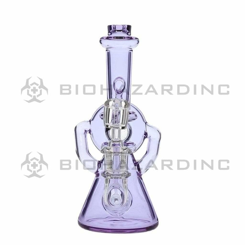 Biohazard Inc Glass Dab Rig Ball Spindle Recycler Banger Hanger Beaker w/ Banger - Purple