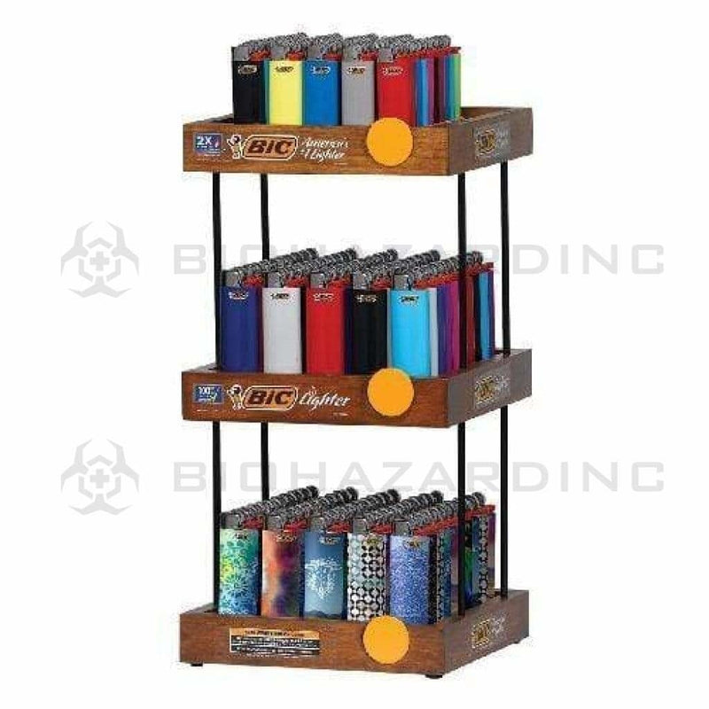 BIC Lighter Display Kit BIC Lighters 3 Tier Wooden Display - 150 Count