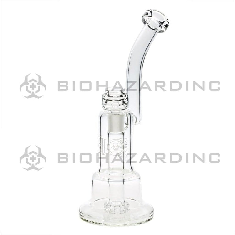 Bio Glass Glass Dab Rig 12" Inverted Twin Showerhead Bubbler 19mm - Clear With Silver Logo