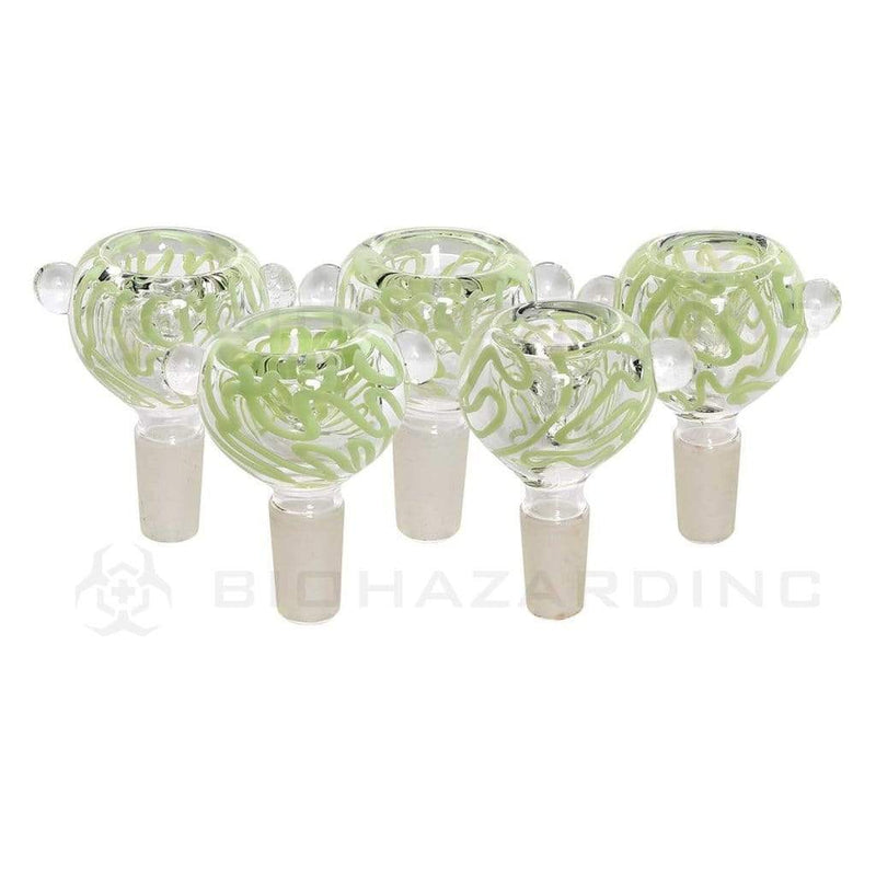 Biohazard Inc 14mm Bowl 14mm Clear Slime Stripes Bowl 5 pack