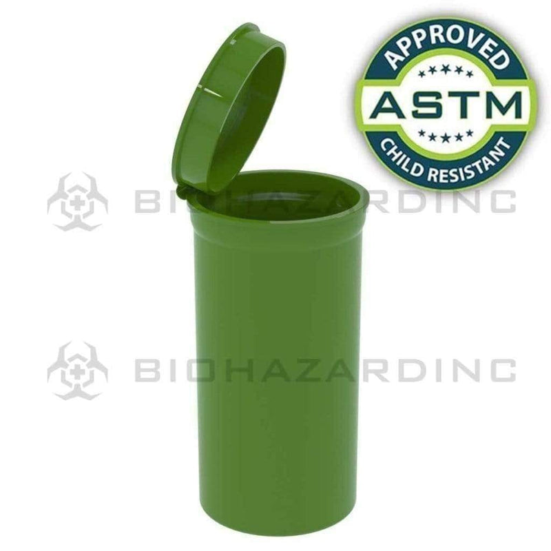 Biohazard Inc Child Resistant Pop Top Bottle 13 Dram - Opaque Green CR Pop Top - 315 Count