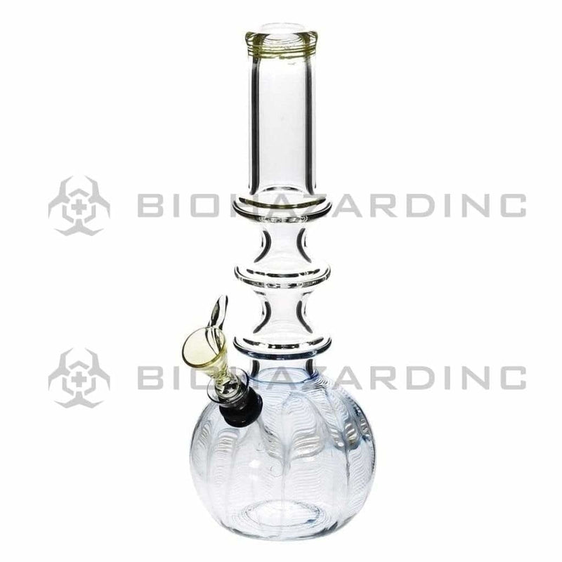 Biohazard Inc Glass Bong 10" Three Ring Water Pipe w/ Slide - Blue Rake