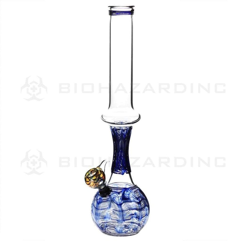 Biohazard Inc Glass Bong 13" 44mm Ring Water Pipe w/ Slide - Blue Rake