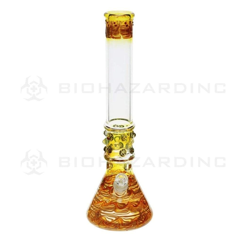 Biohazard Inc Glass Bong 17" Yellow Raked Water Pipe w / Marbles