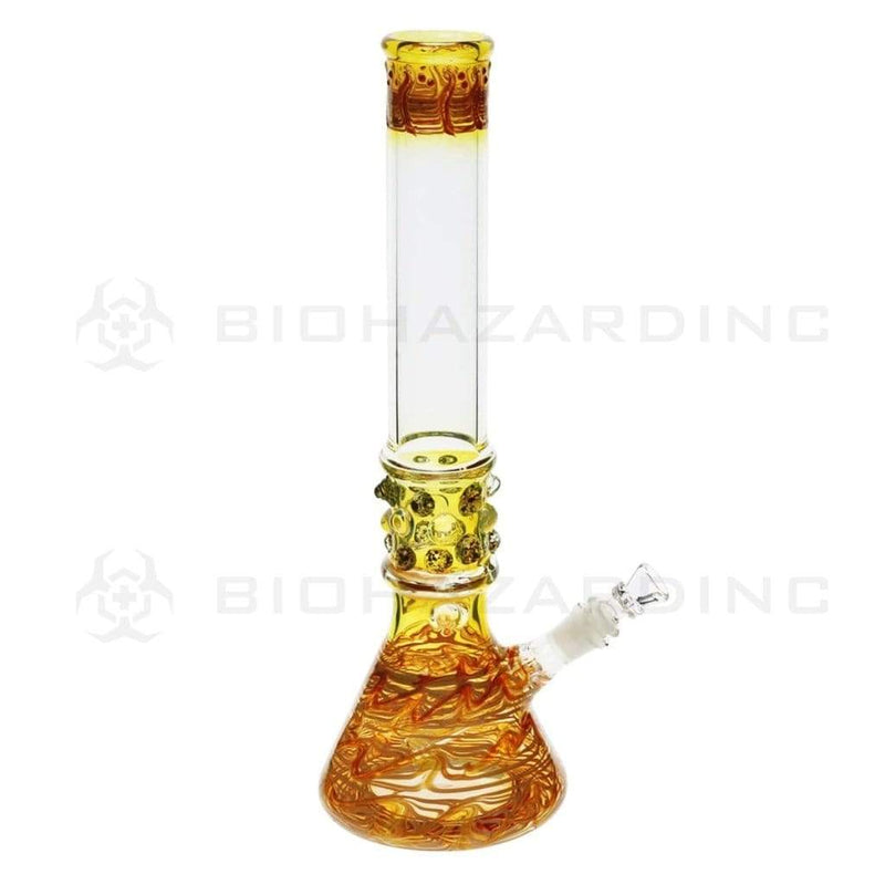 Biohazard Inc Glass Bong 17" Yellow Raked Water Pipe w / Marbles