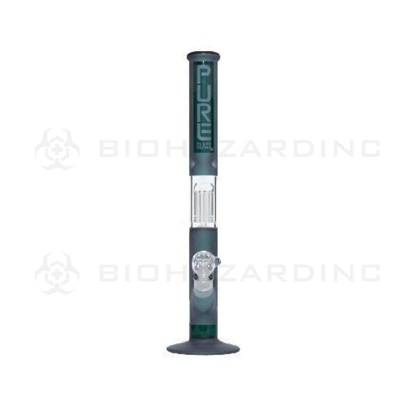 Biohazard Inc Glass Bong 18" PURE 3D Etch Straight Bong w/ 10 Arm Tree Perc - Lake Green Frost