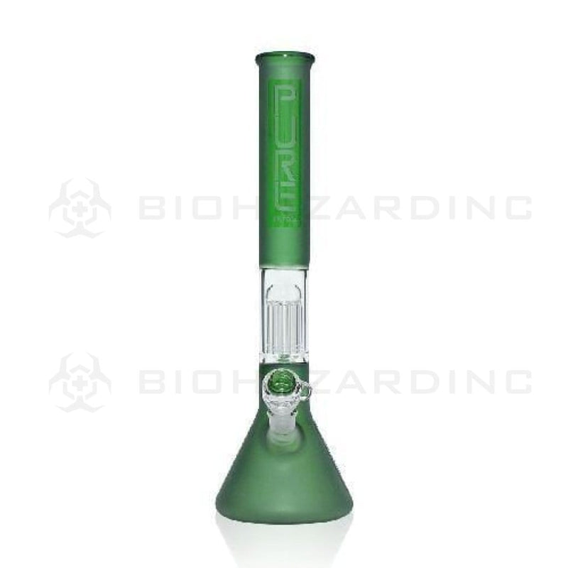 Biohazard Inc Glass Bong 18" PURE Beaker w/ 10 Arm Tree Perc - Green Frost